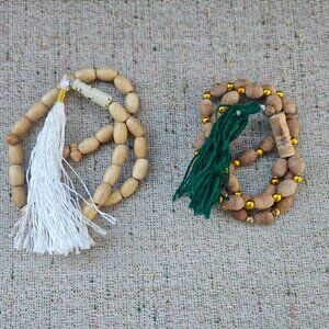 Lot of 2 Prayer Tasbeeh Pray Beads Real Wood Handmade Beads Muslim Tasbeh